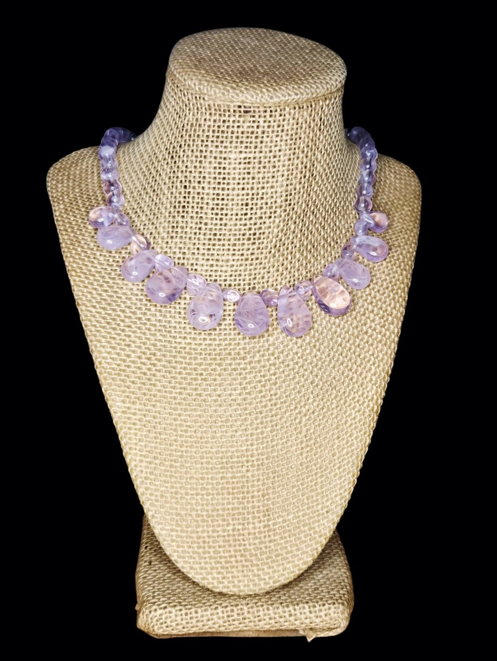 Vintage Mid-Century Lavender Lucite Swirl Drop Necklace